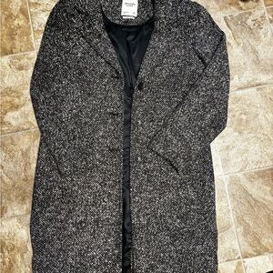 Abercrombie & Fitch Black and White Textured Dad Coat